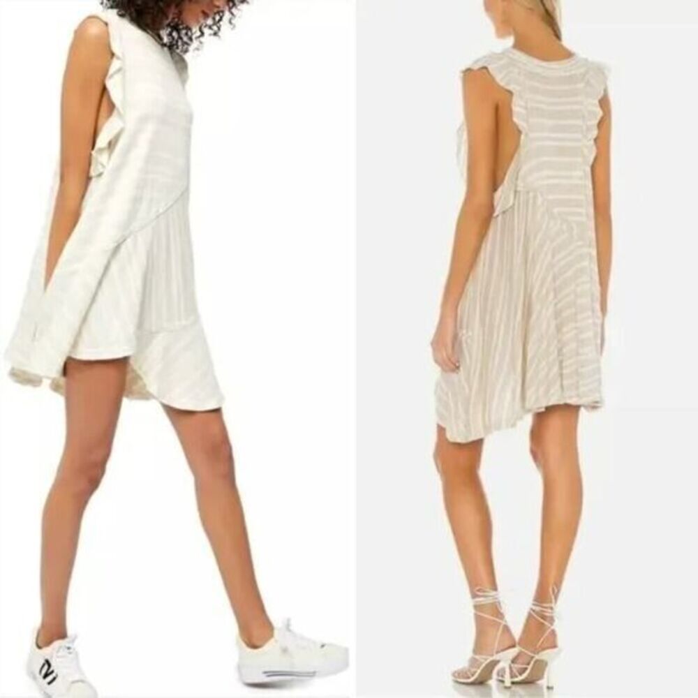 New! Free People‎ Between The Lines Tunic Top dress Beige , size XL
